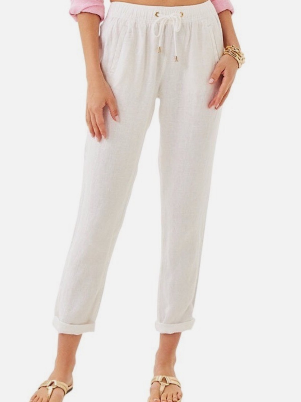 Lily Pulitzer 100 % Linen Pants in White